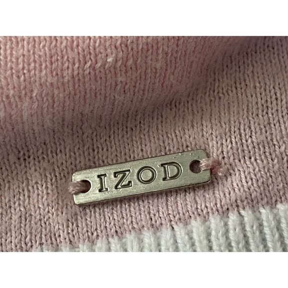 Izod White Pastel Striped Womens V-Neck Sweater Size S 100% Cotton Vintage Retro - Picture 11 of 16